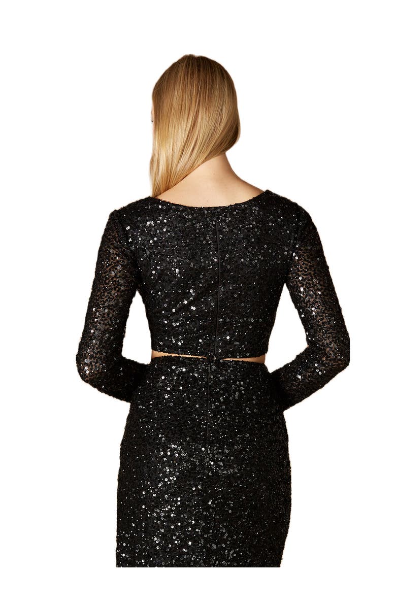 LARA New York Long Sleeve V-Neck Beaded Top, Alternate, color, Black