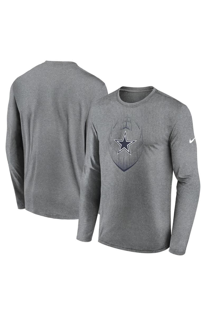 Nike Men's Nike Heather Gray Dallas Cowboys Icon Legend Performance Long Sleeve T-Shirt, Main, color, Heather Gray