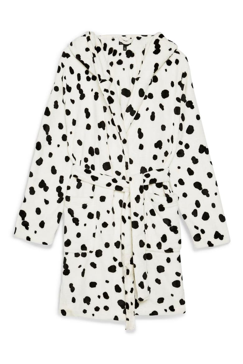 Dalmatian Print Hooded Robe, Alternate, color, WHITE MULTI