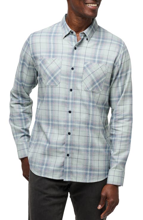 Cloud Plaid Flannel Button-Up Shirt