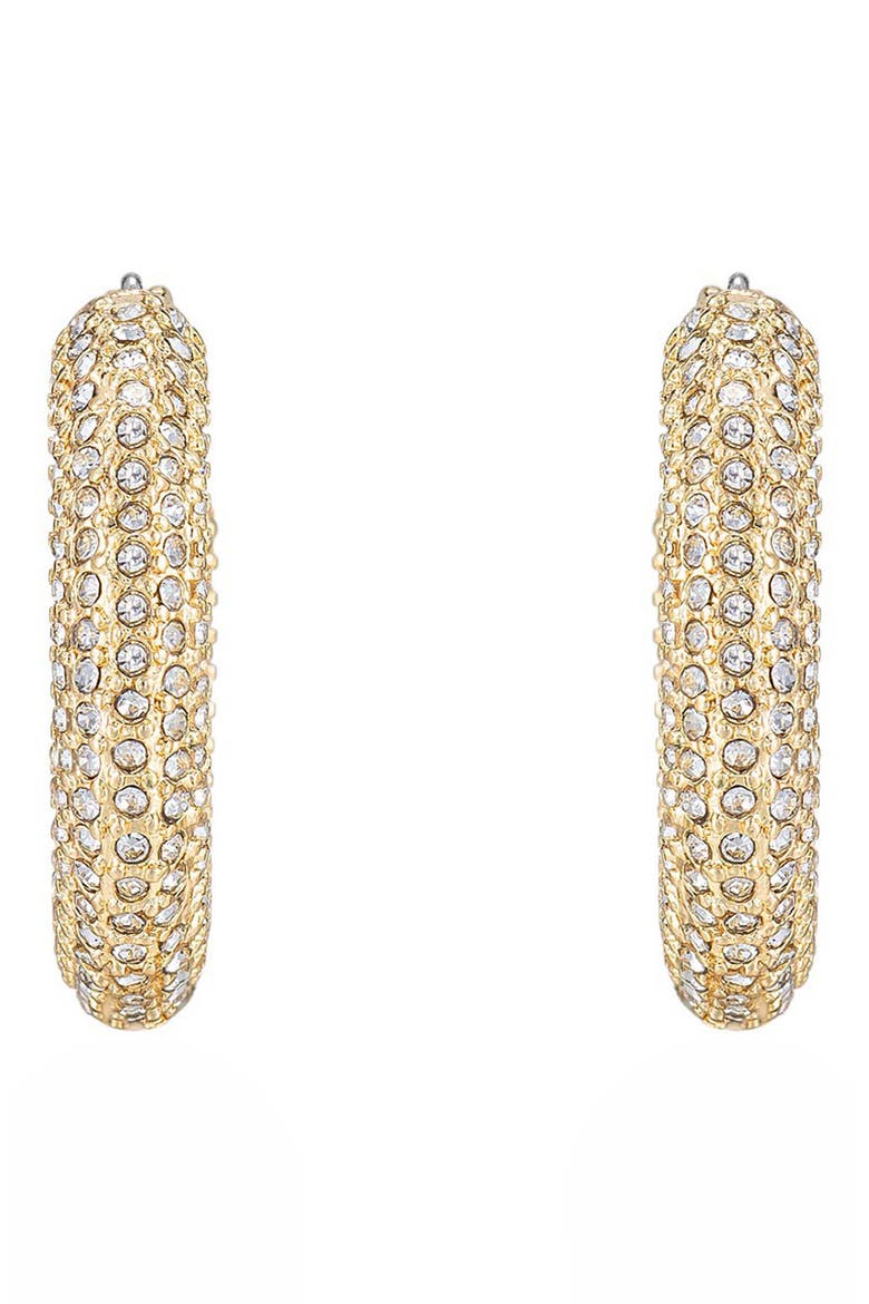 Crystal Embellished Hoop Earrings, Alternate, color, GOLD