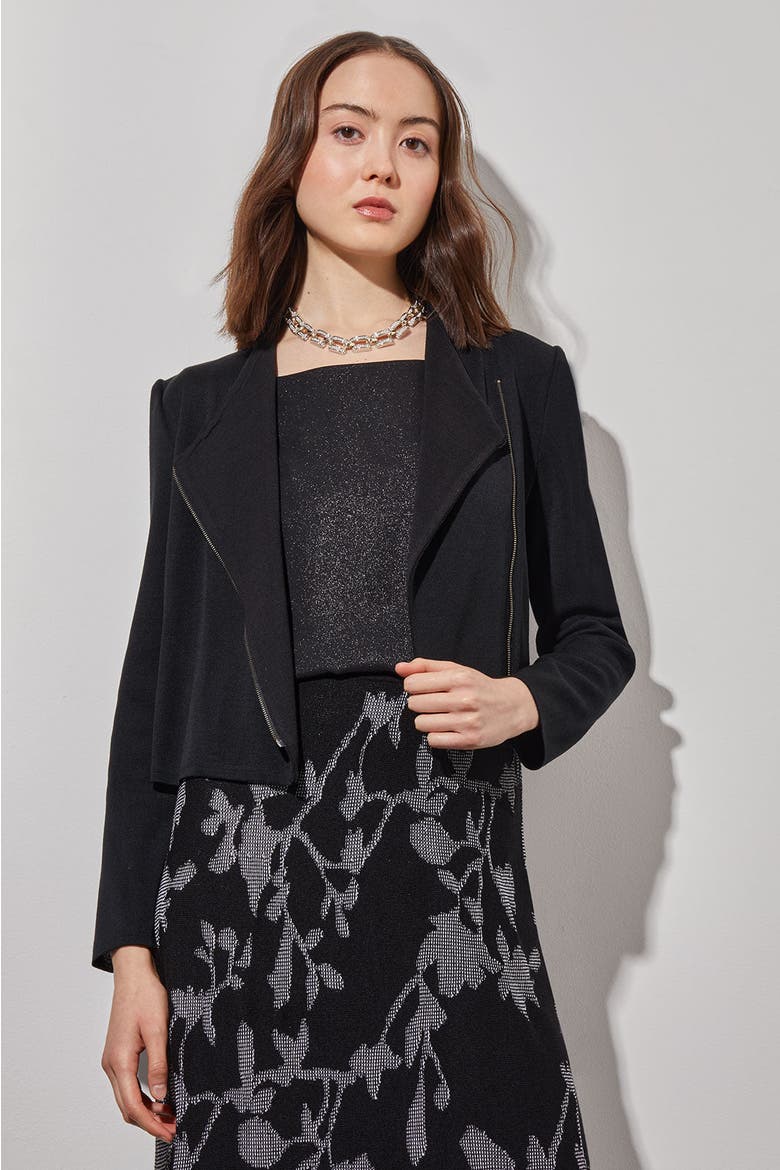 Tailored Moto Jacket, Alternate, color, Black