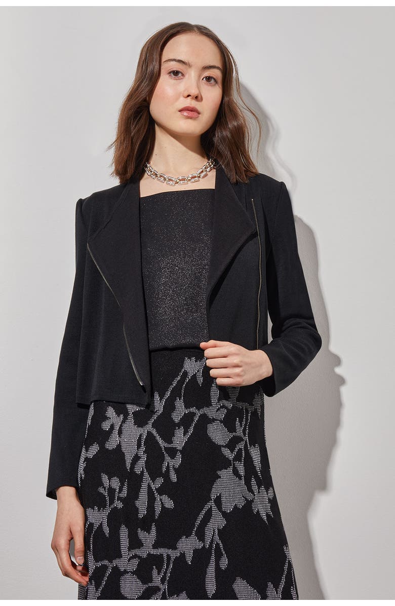 Ming Wang Tailored Moto Jacket, Alternate, color, Black