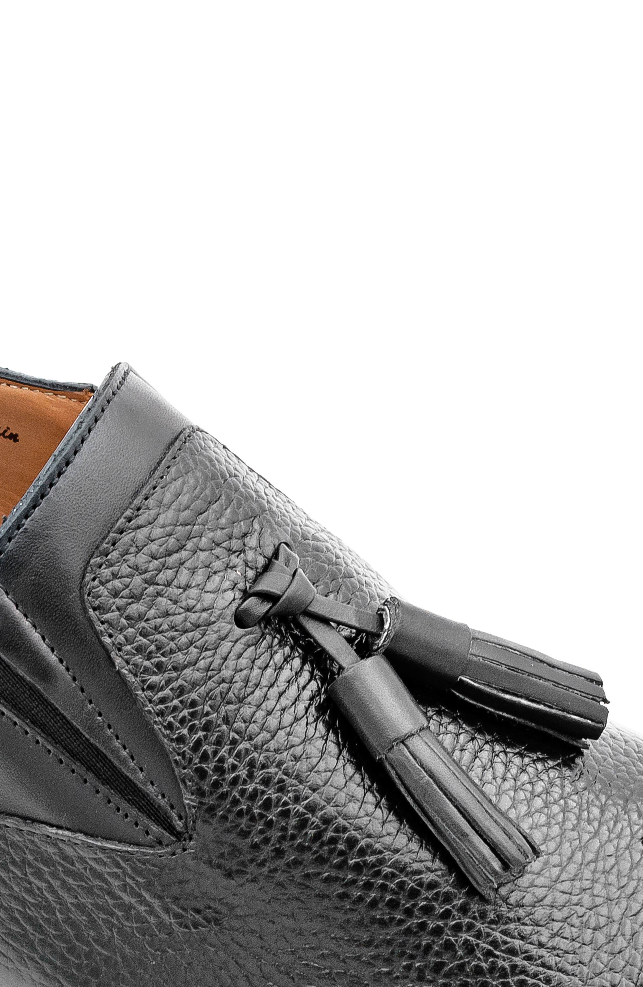 Mezlan Tassel Ornament Leather Loafer, Alternate, color, Black
