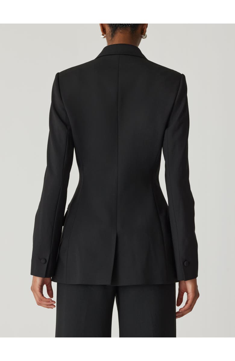 Rebecca Taylor Calvary Twill Double Breasted Blazer, Alternate, color, Black