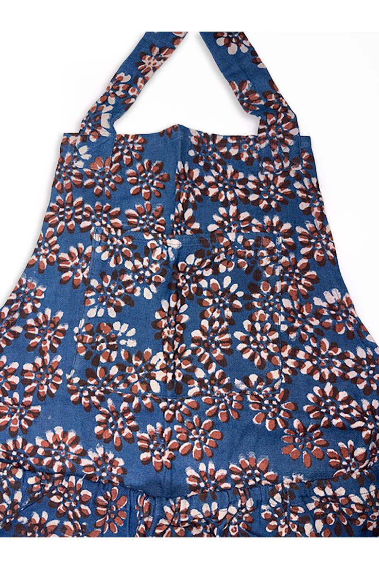 Indigo Block Print Apron, Alternate, color, Indigo