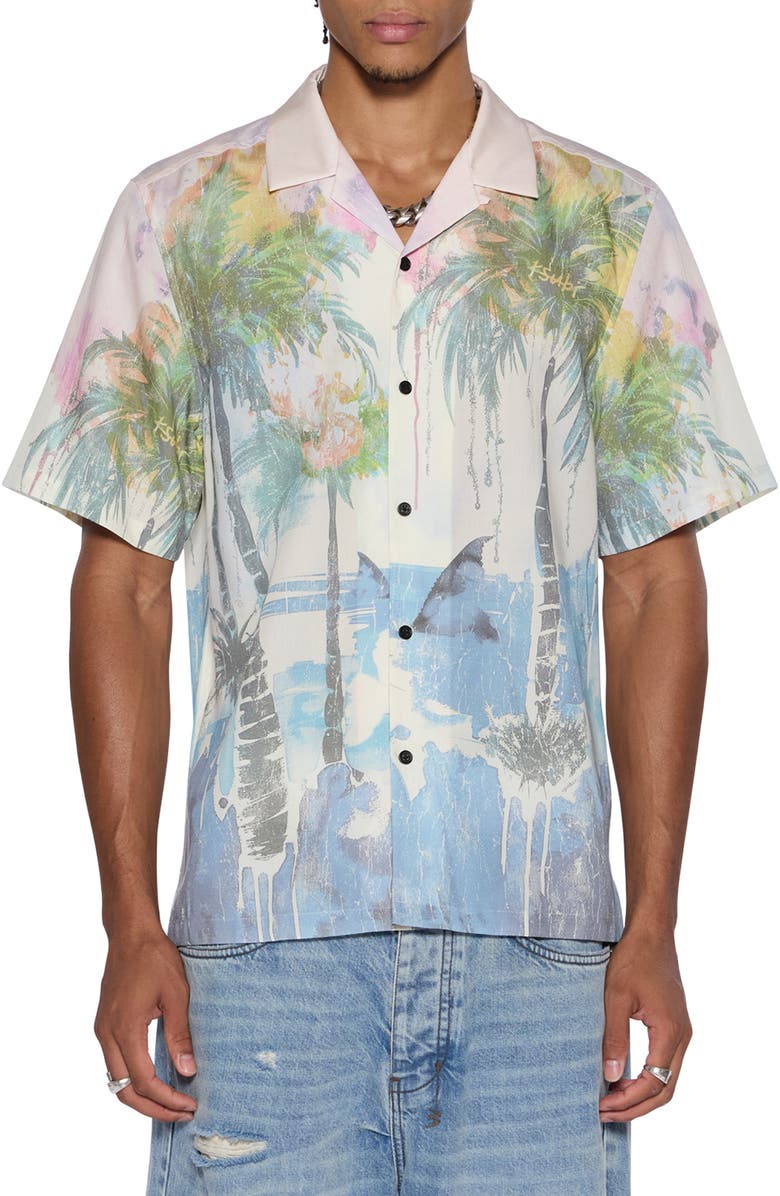 Ksubi Poolside Resort Camp Shirt, Main, color, Grey Multi