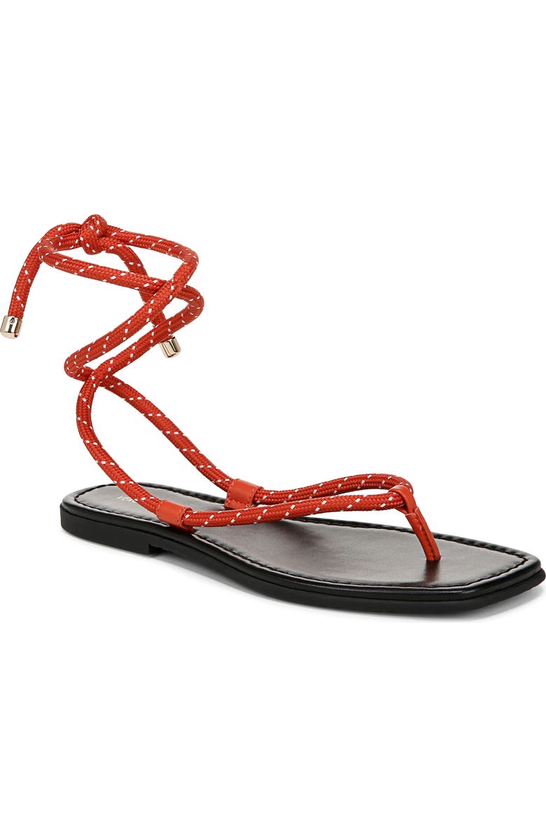Veronica Beard Carmina Ankle Wrap Sandal, Main, color, Persimmon/ Coconut