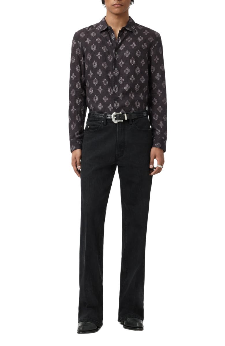 John Varvatos Ross Long Sleeve Linen Button-Up Shirt, Alternate, color, Plum