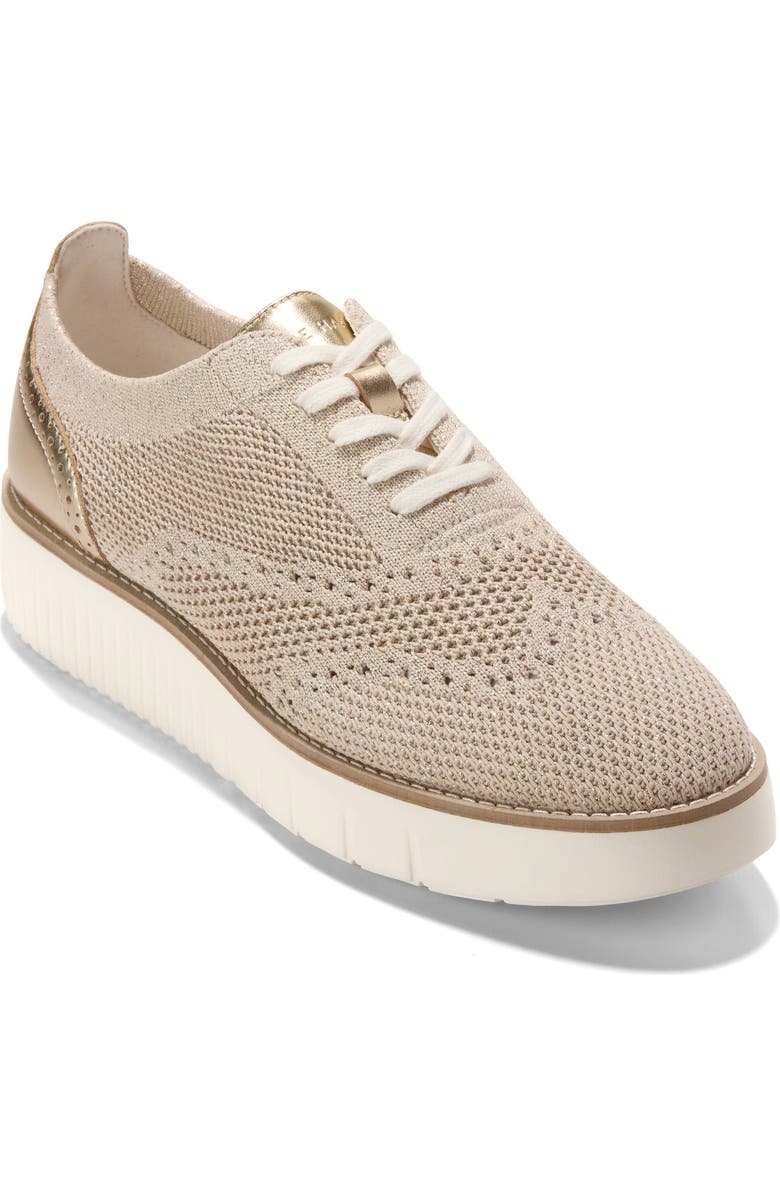 Cole Haan Grand City Platform Oxford, Main, color, Rye/Gold Metallic Knit/Ivory