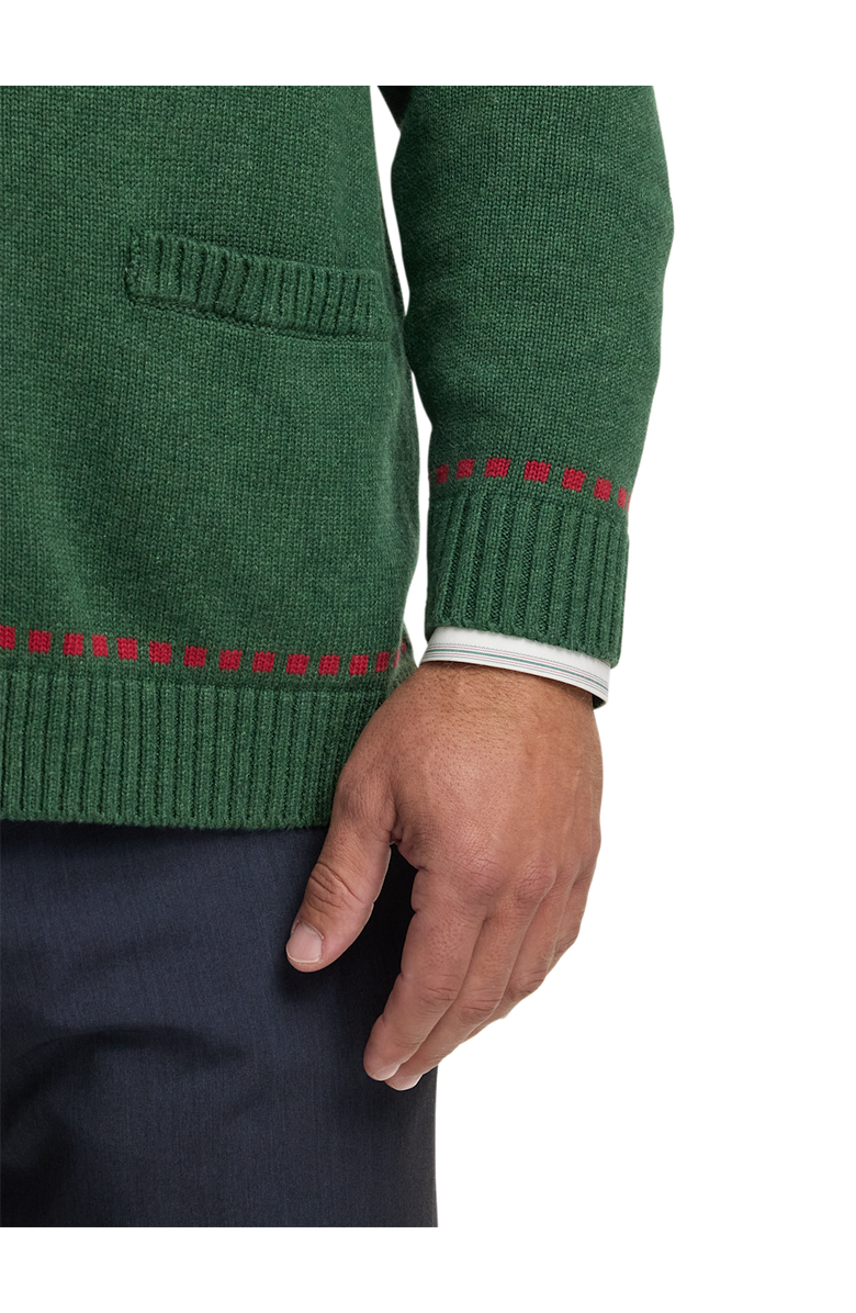 Paul Fredrick Cotton Button Front Fair Isle Shawl Collar Cardigan Sweater, Alternate, color, Green