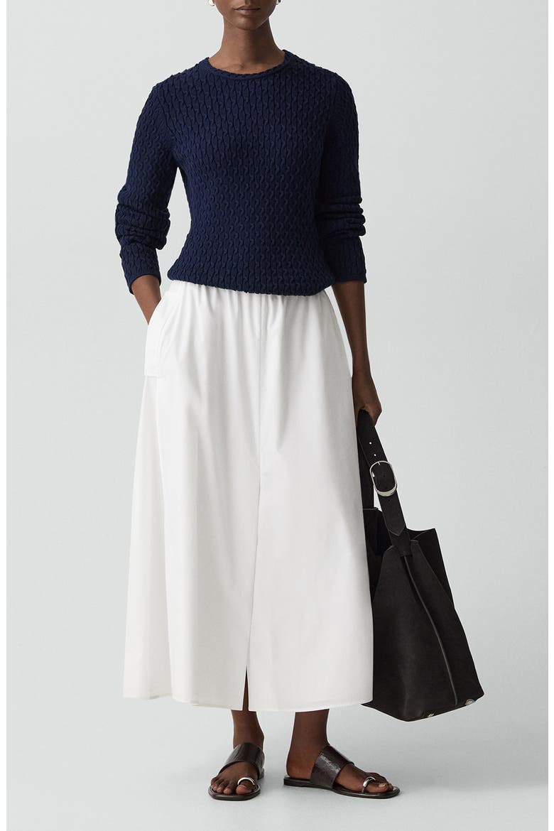 Cable Stitch Organic Cotton Sweater, Alternate, color, NAVY