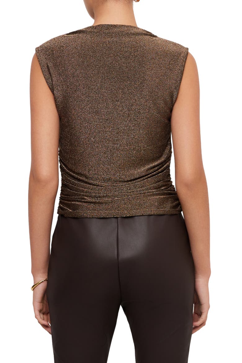 Paige Metallic Sleeveless Shirred Top, Alternate, color, BLACK W/ GOLD