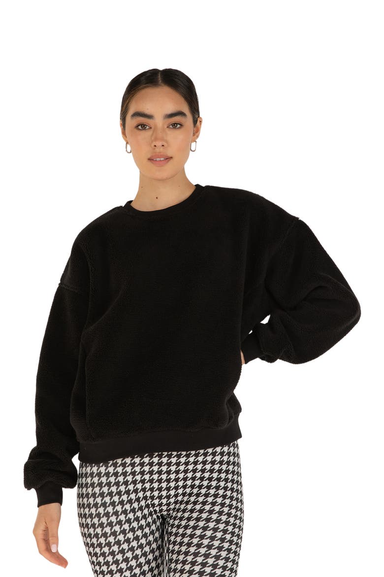 Teddy Micro Fleece Lined Sweatshirt, Alternate, color, Black