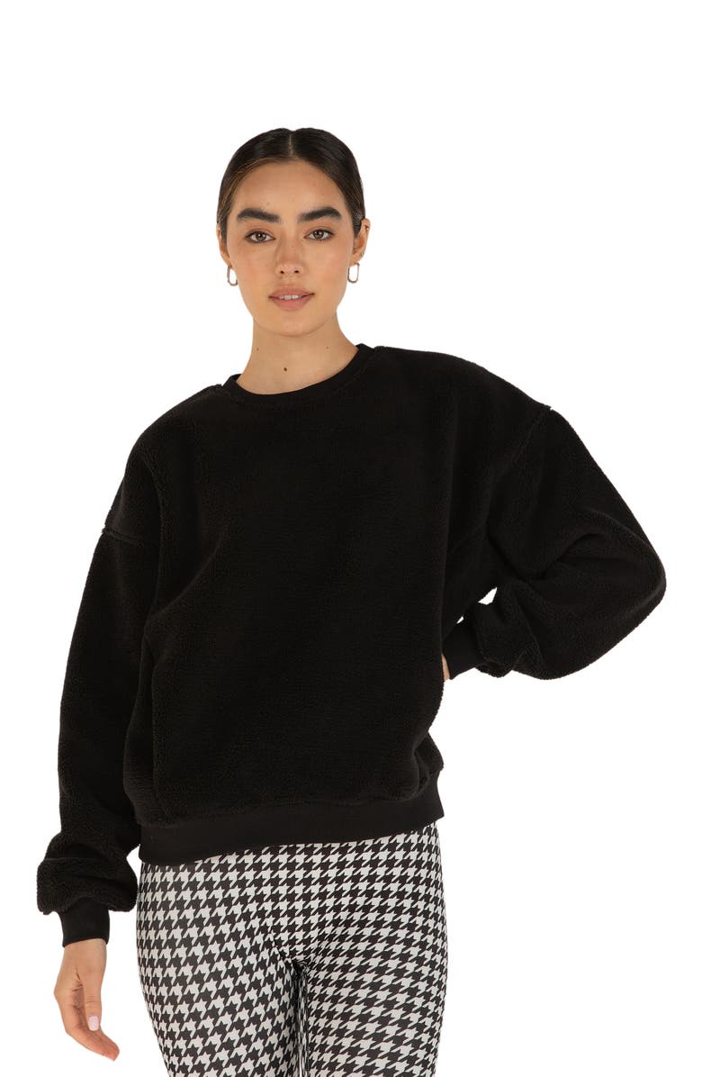 Rebody Active Teddy Micro Fleece Lined Sweatshirt, Alternate, color, Black