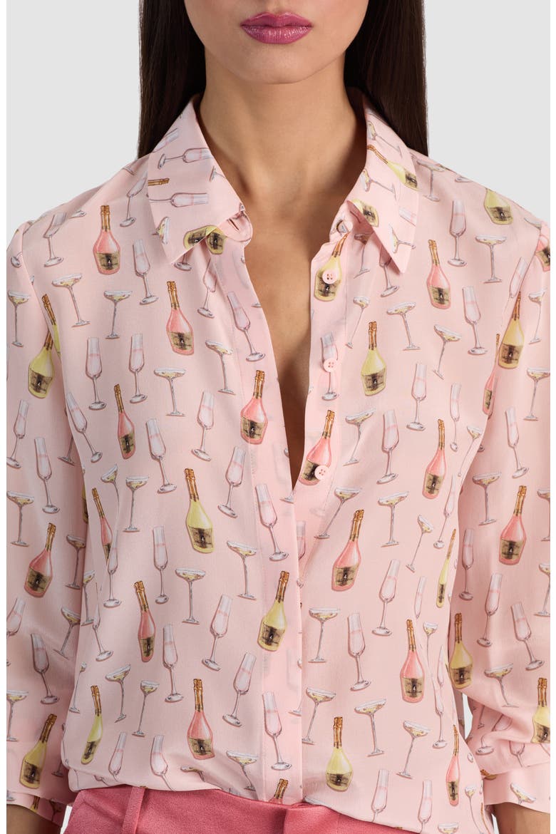 Willa Print Silk Button-Up Shirt, Alternate, color, CHAMPAGNE POP