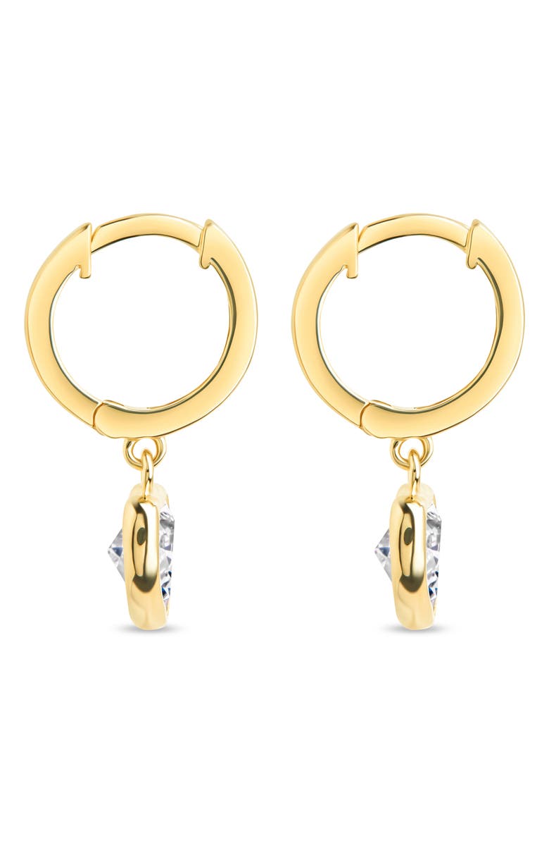 Sterling Forever Lizzy Heart Drop Hoop Earrings, Alternate, color, Gold