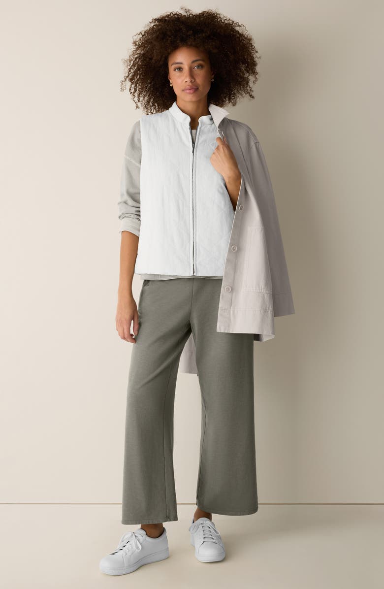 Eileen Fisher Quilted Linen & Cotton Vest, Alternate, color, Bone