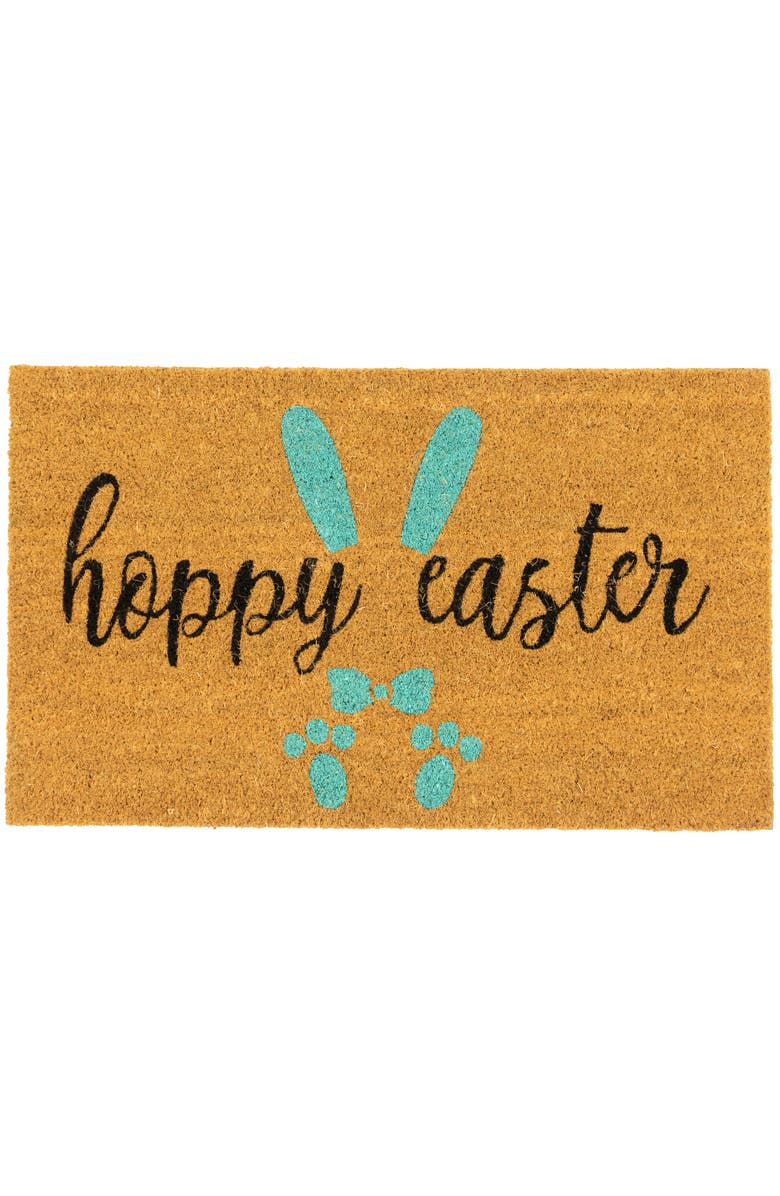 Northlight Natural Coir "Hoppy Easter" Outdoor Doormat - 18" x 30", Main, color, Blue