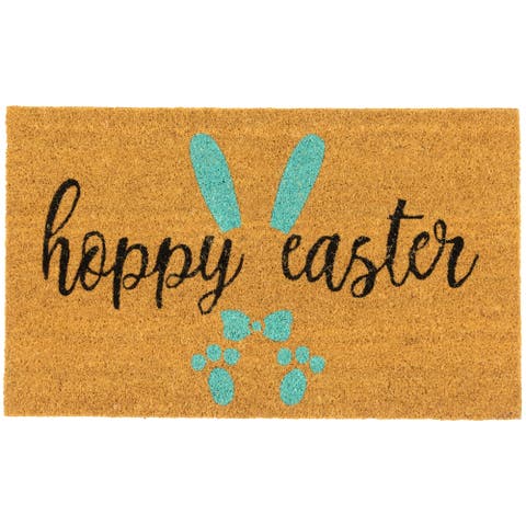 Natural Coir "Hoppy Easter" Outdoor Doormat - 18" x 30"