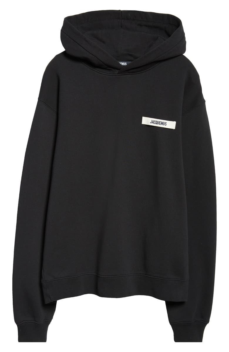 Jacquemus Le Hoodie Gros Grain Cotton Hoodie, Alternate, color, Black