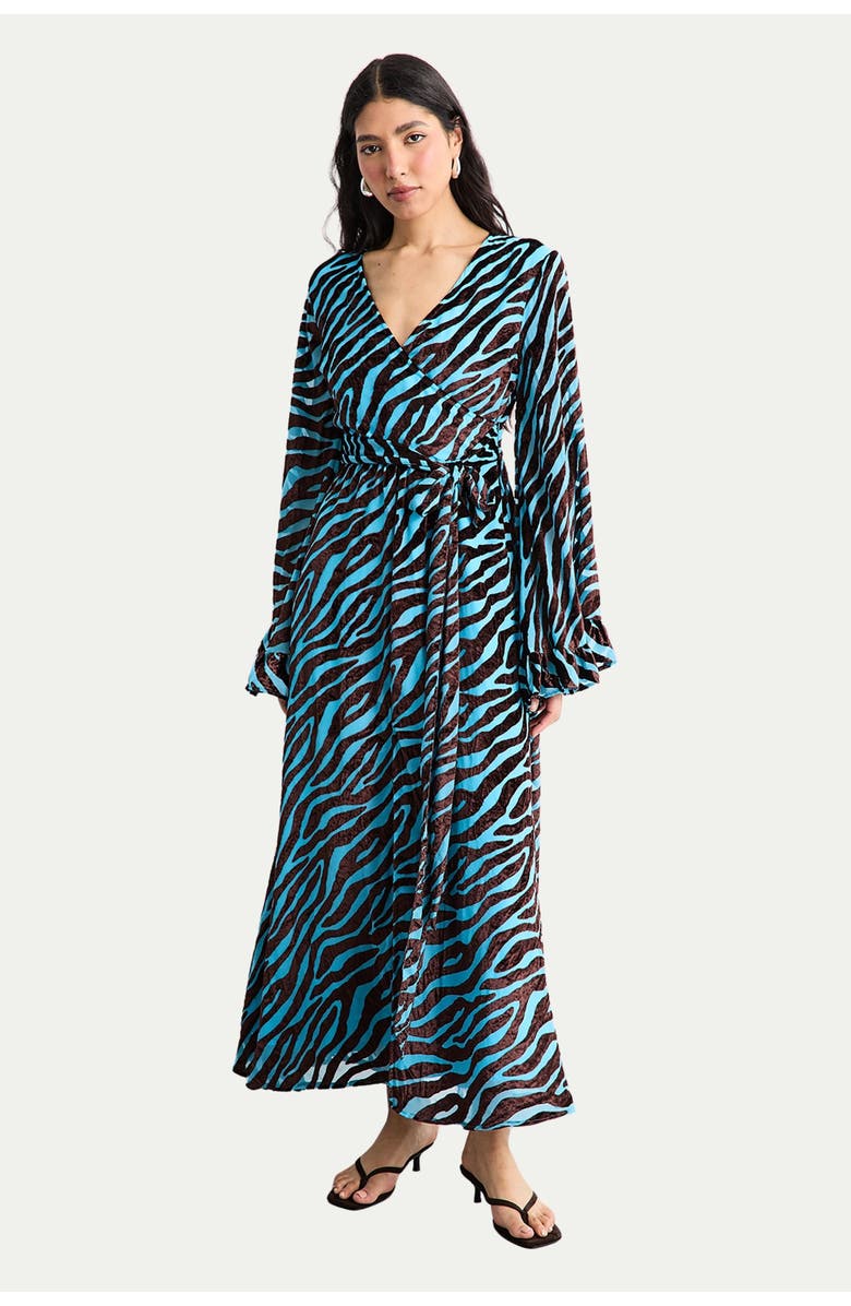 Warehouse Burnout Velvet Plunge Maxi Dress, Alternate, color, Blue