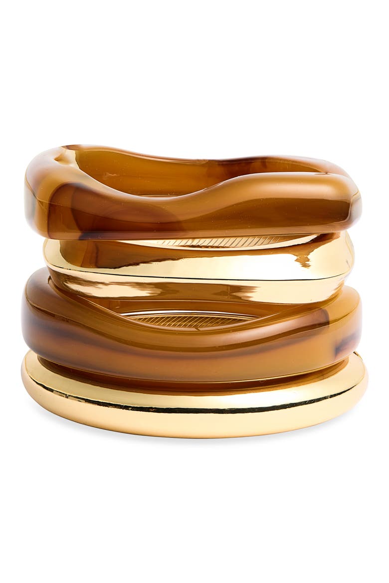 4-Pack Assorted Bangle Bracelets, Main, color, GOLD