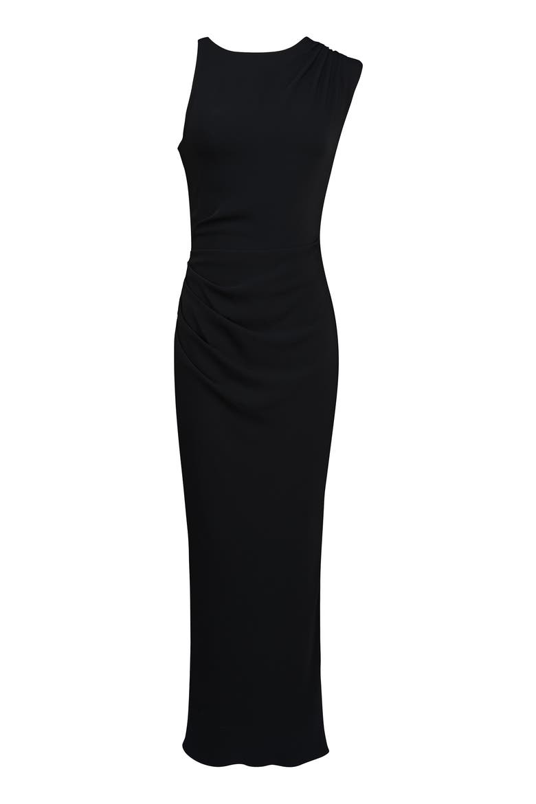 Keoni Asymmetric Neck Gown, Alternate, color, BLACK