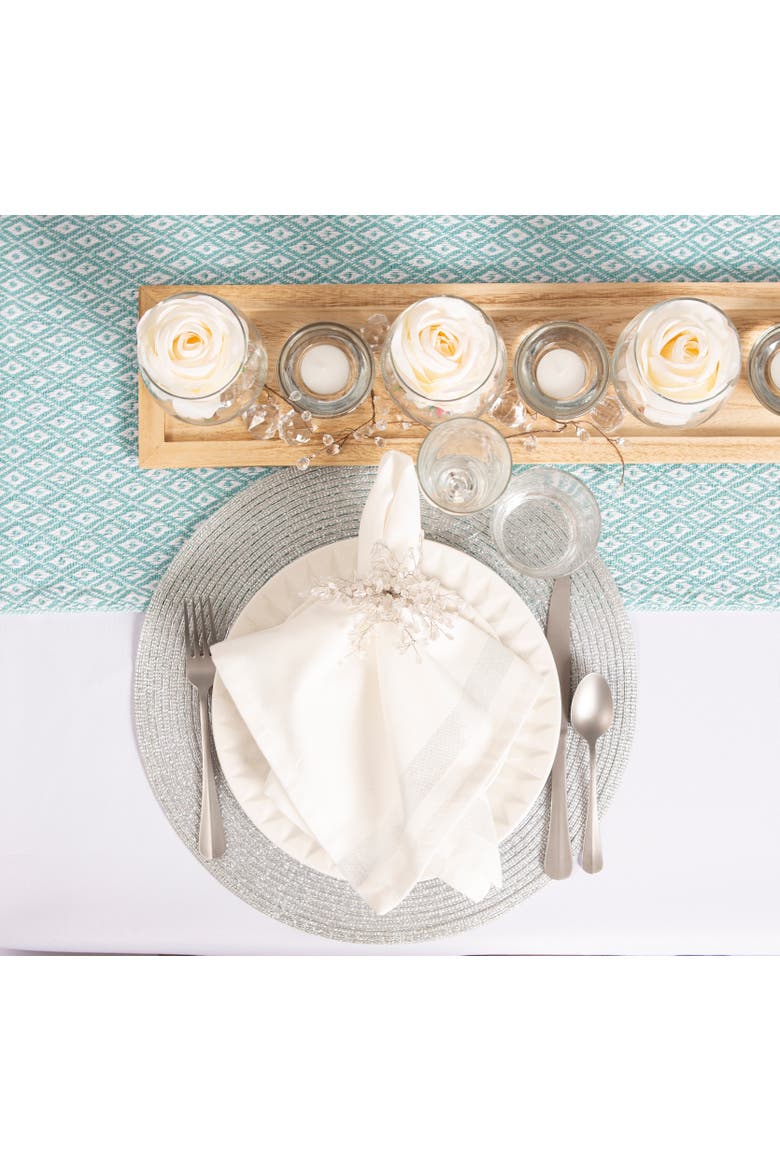 Mini Diamond Table Runner 15X72, Alternate, color, Aqua