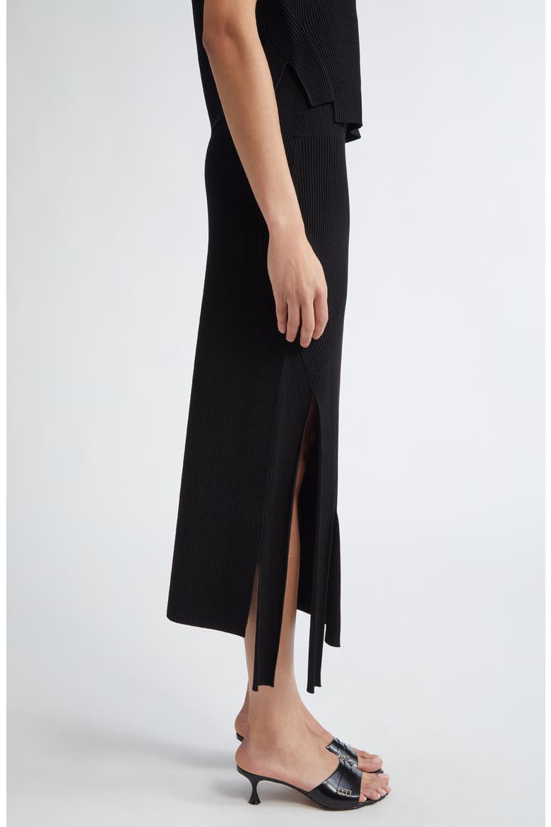Multislit Rib Midi Skirt, Alternate, color, BLACK