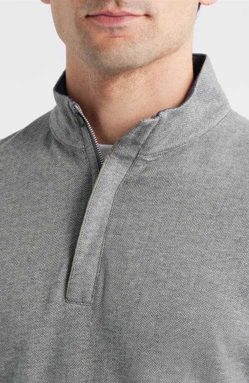 Johnnie-o Rubin Herringbone Quarter Zip In Gray