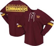 FANATICS Women's Fanatics Branded Burgundy Washington Commanders Spirit Jersey Lace-Up V-Neck Long Sleeve T-Shirt
