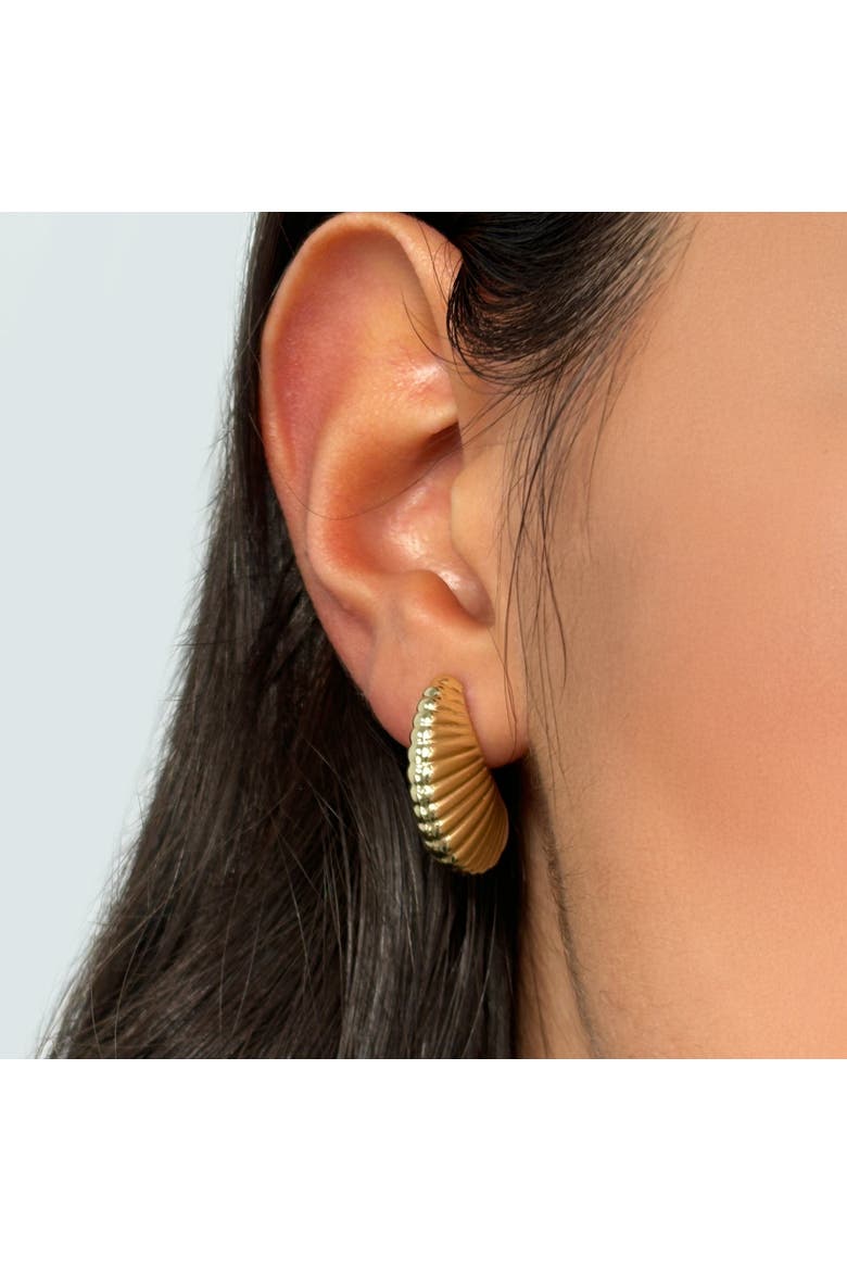 Seashell C-Hoop Earrings, Alternate, color, Yellow Gold