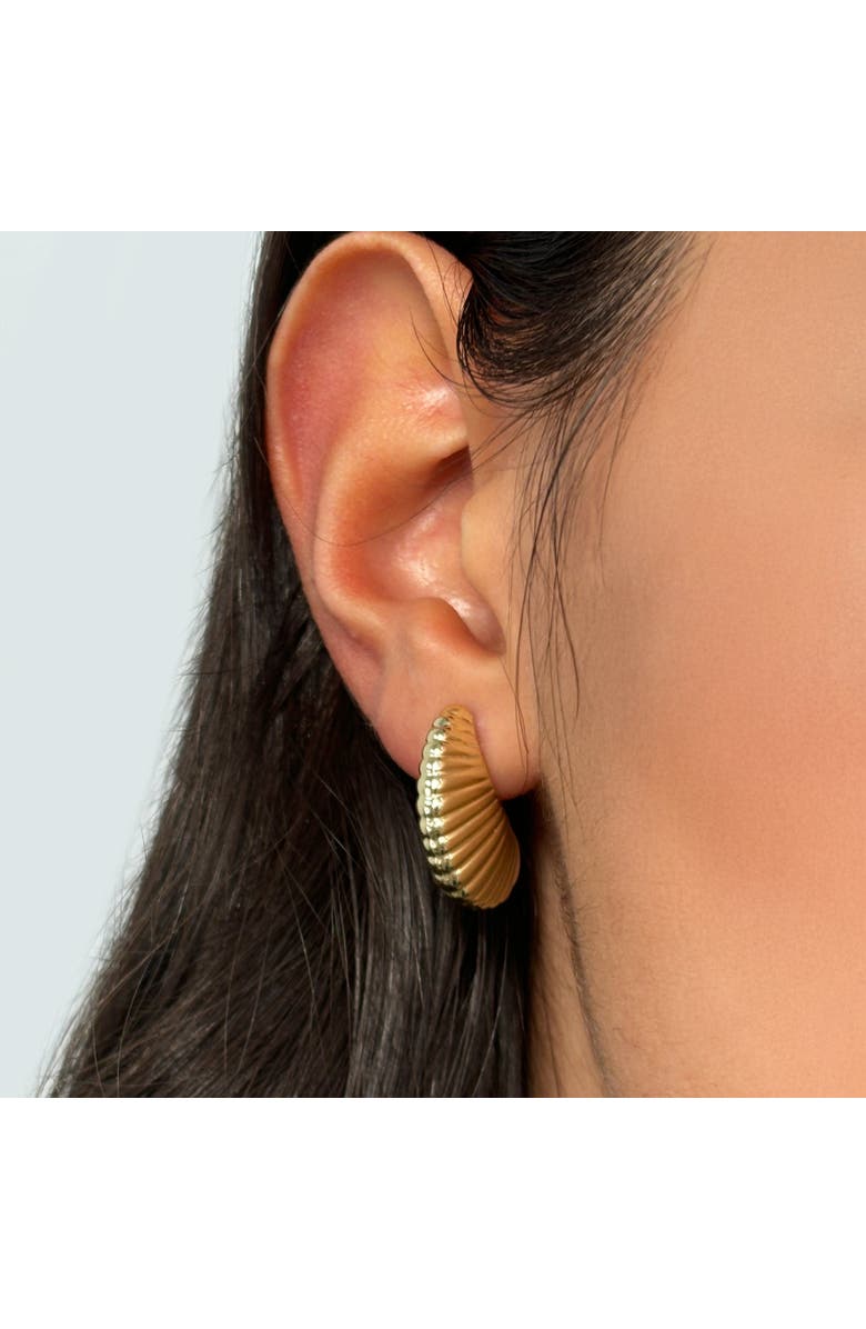 The Lovery Fine Jewelry Seashell C-Hoop Earrings, Alternate, color, Yellow Gold