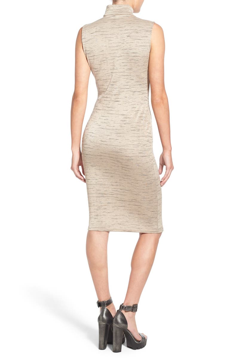 Missguided Zip Front Mock Neck Body-Con Dress, Alternate, color, 