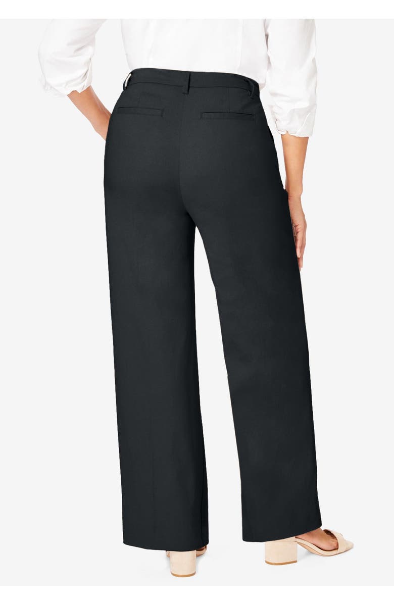 Jessica London Stretch Cotton Chino Wide-Leg Trouser, Alternate, color, Black