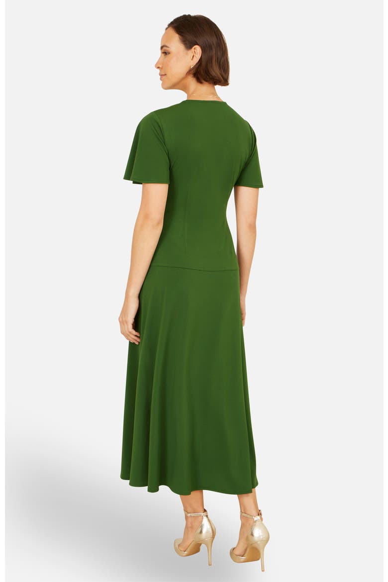 Ruched Front Stretch Midi Dress, Alternate, color, Green