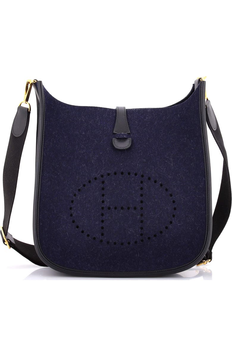 Pre-Owned Hermes Evelyne Bag Gen III Felt PM, Main, color, Bleu Nuit