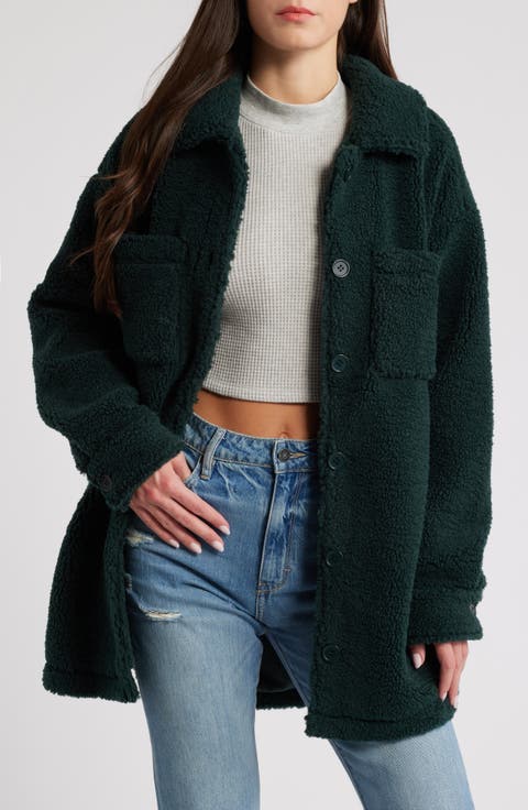 Plaid Fleece Shirt Jacket