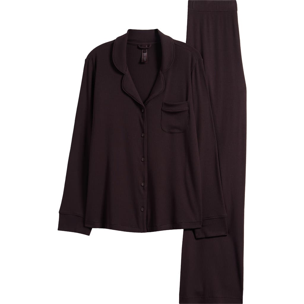 Skims Soft Lounge Rib Sleep Set In Black