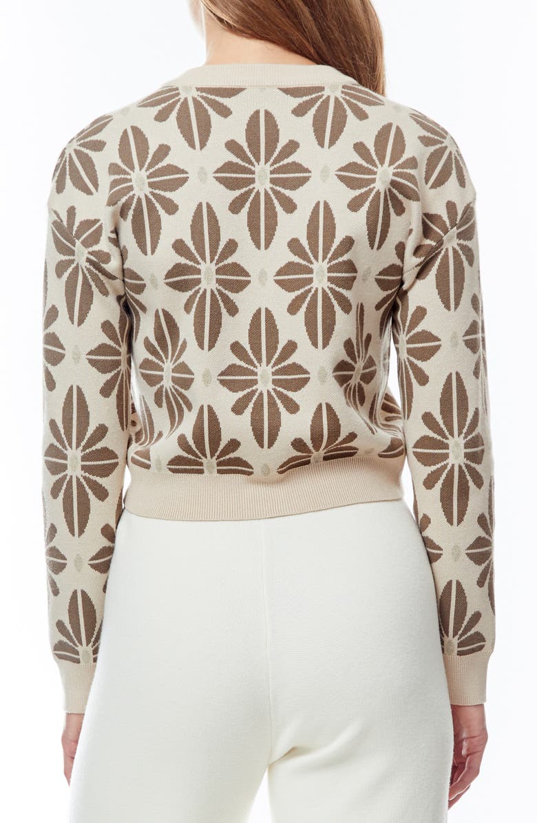 BY DESIGN Belle Floral Crop Cardigan, Alternate, color, Flower Fiesta Tapioca/ Brown