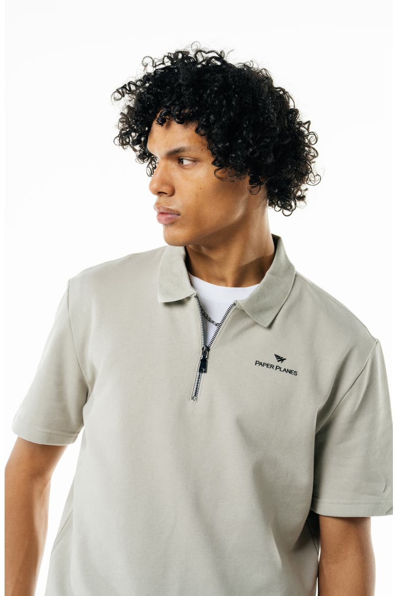 French Terry Quarter Zip Polo, Alternate, color, GREY