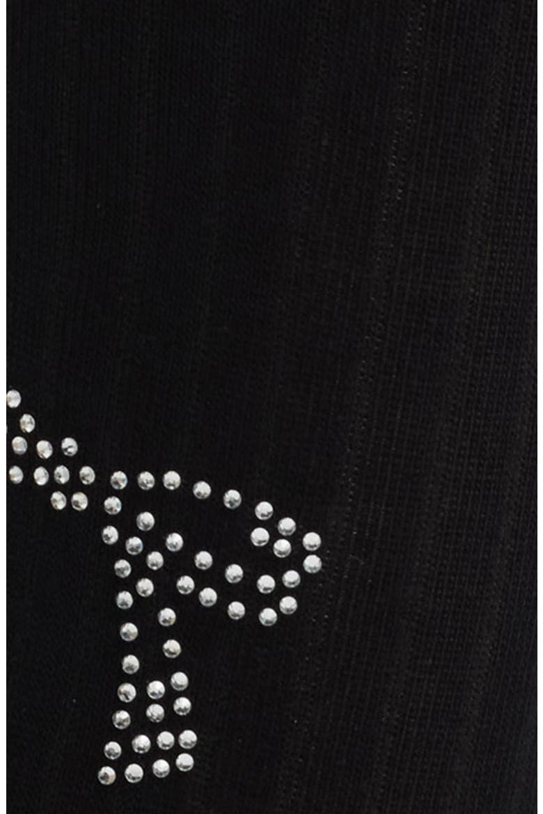 Sabrina Crystal Bow Crew Socks, Alternate, color, BLACK
