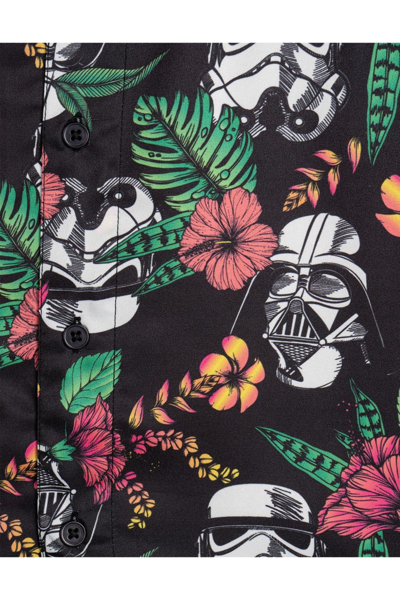 Hawaiian Button Down Shirt (toddler, Little Kid & Big Kid), Alternate, color, Black Vader Trooper