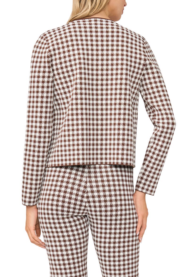 Gingham Crewneck Cardigan, Alternate, color, CHOCOLATE FUDGE