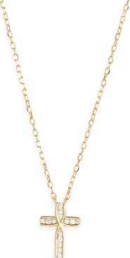 Argento Vivo Sterling Silver Cubic Zirconia Cross Pendant Necklace
