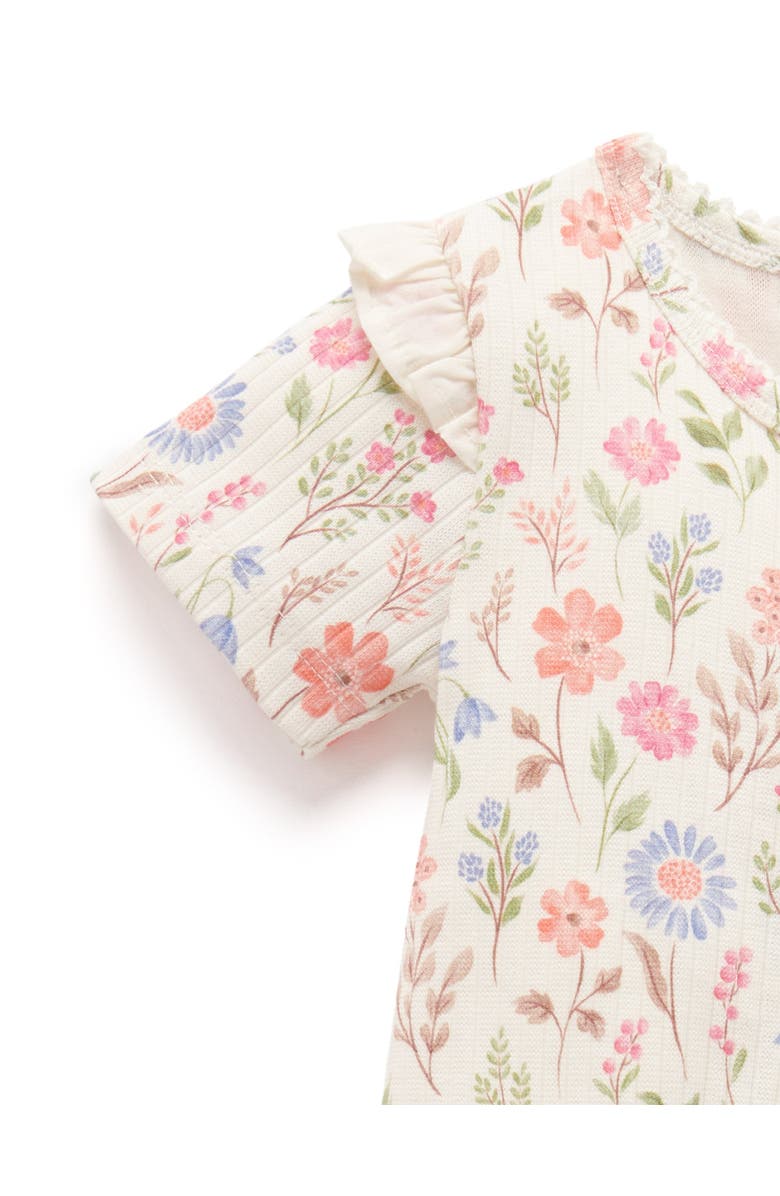 Purebaby Rib Zip Floral Romper, Alternate, color, Geranium Print