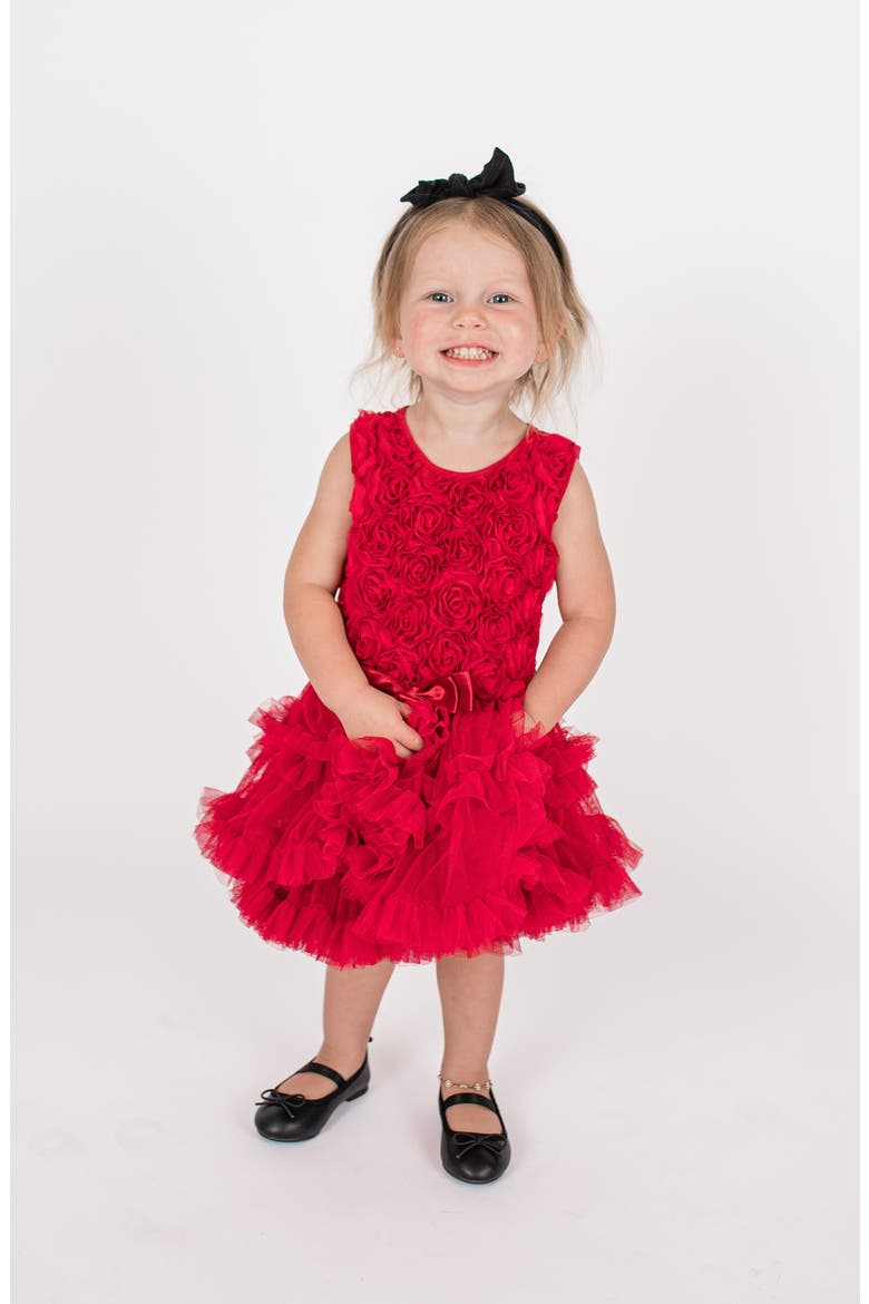 Rosette Bodice Petticoat Dress, Main, color, BURGUNDY