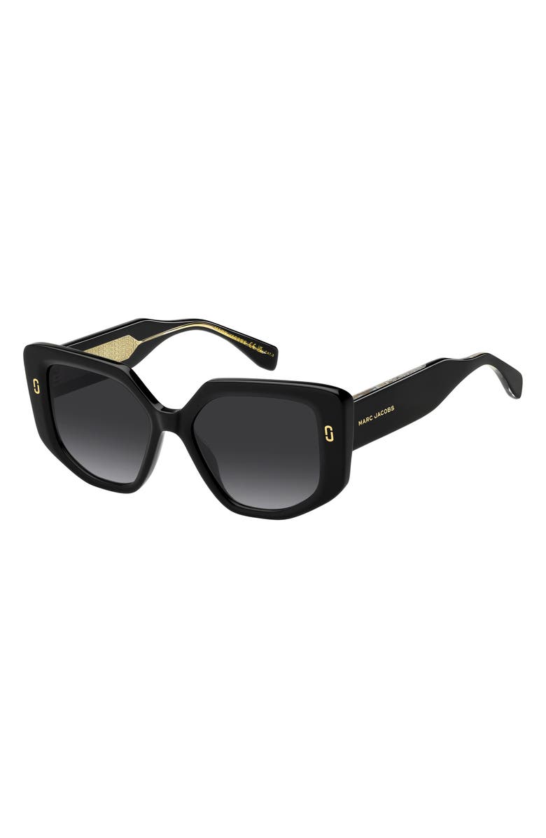 Marc Jacobs 52mm Gradient Square Sunglasses, Alternate, color, Black/ Dark Grey Sf