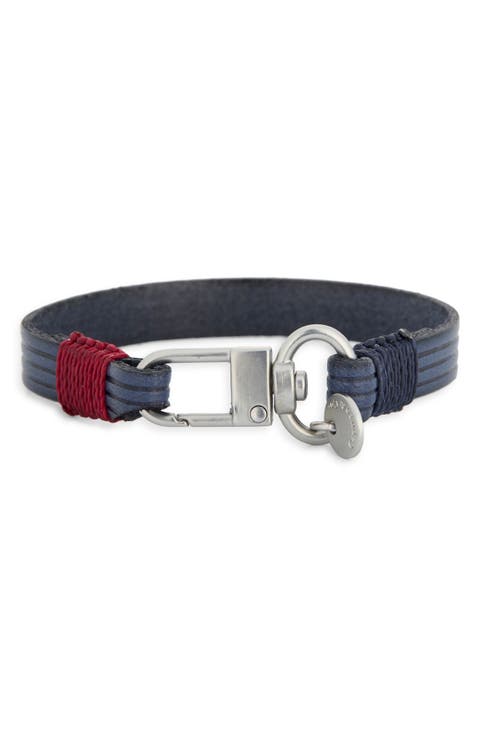 Men's Embossed Multistripe Leather Bracelet